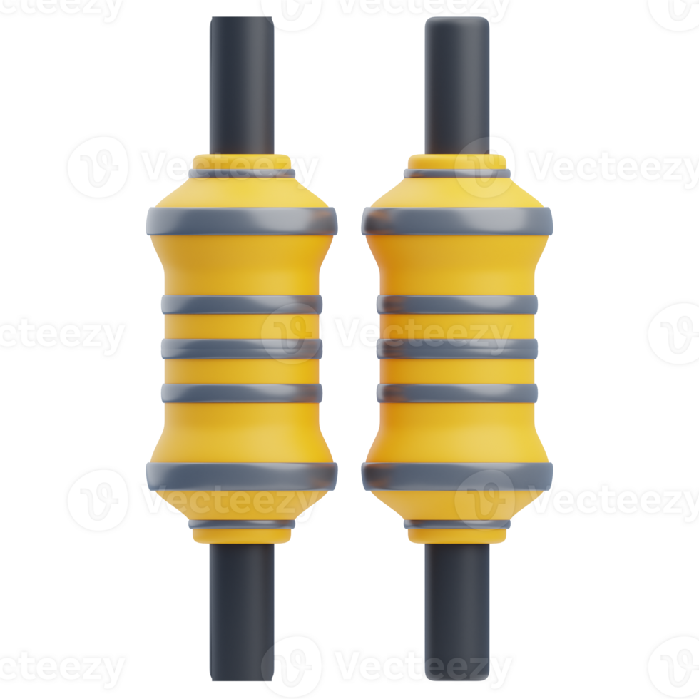 3D Yellow Electrical Resistor Pair Illustration png