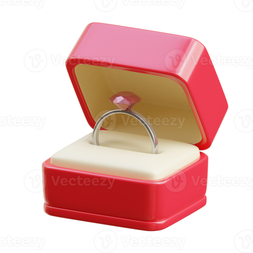 3D Red Jewelry Ring Box France Design png