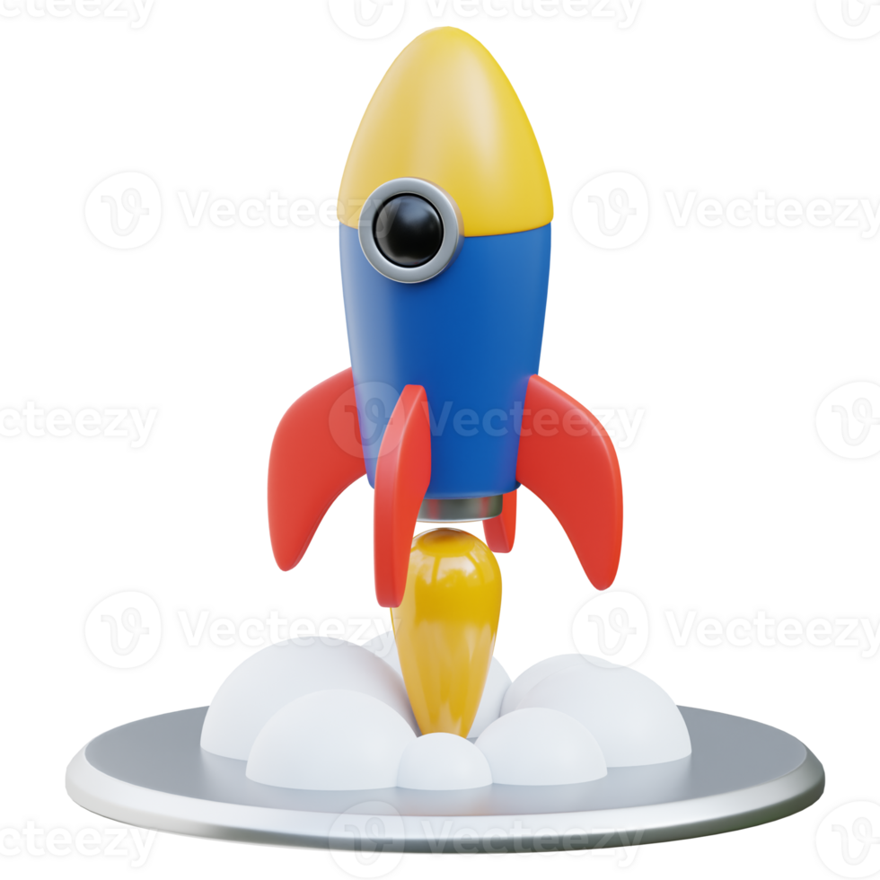 3D Rocket Launch Icon for Business Startups png