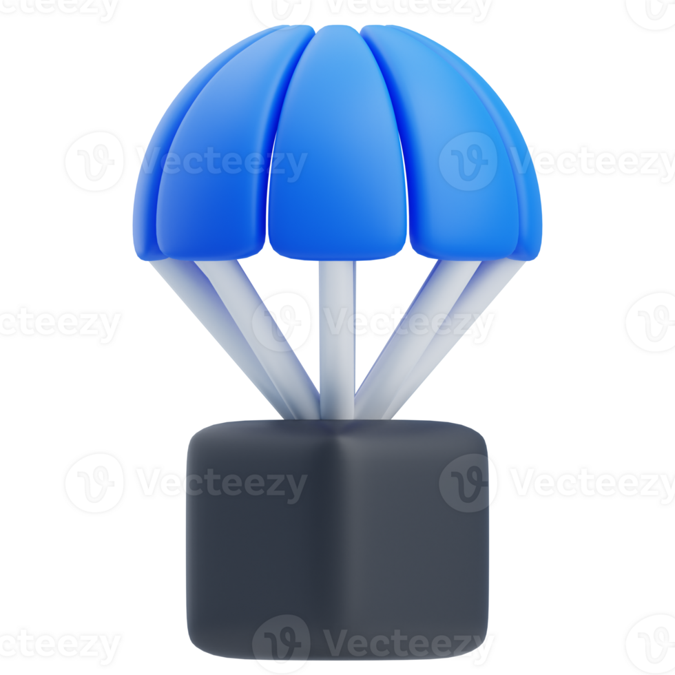 3D Air Drop Supplies Parachute Box png