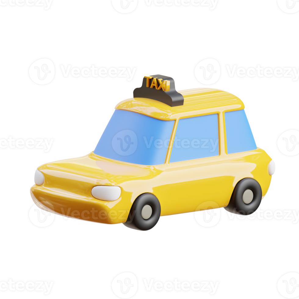 3D Cartoon Yellow Taxi Cab UK png