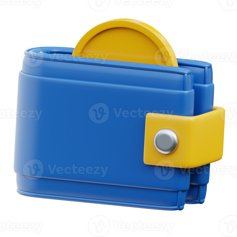 3D Digital Wallet With Coin Slot Icon png