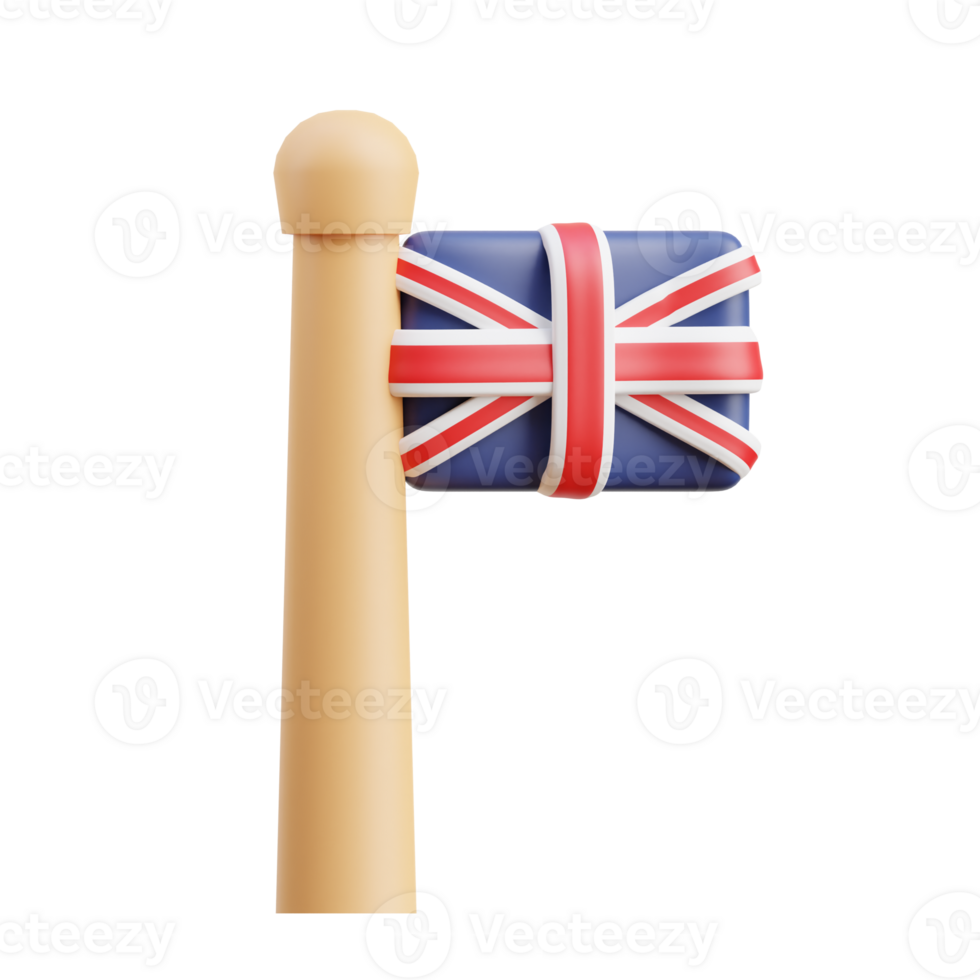 3D United Kingdom Flag On Flagpole png