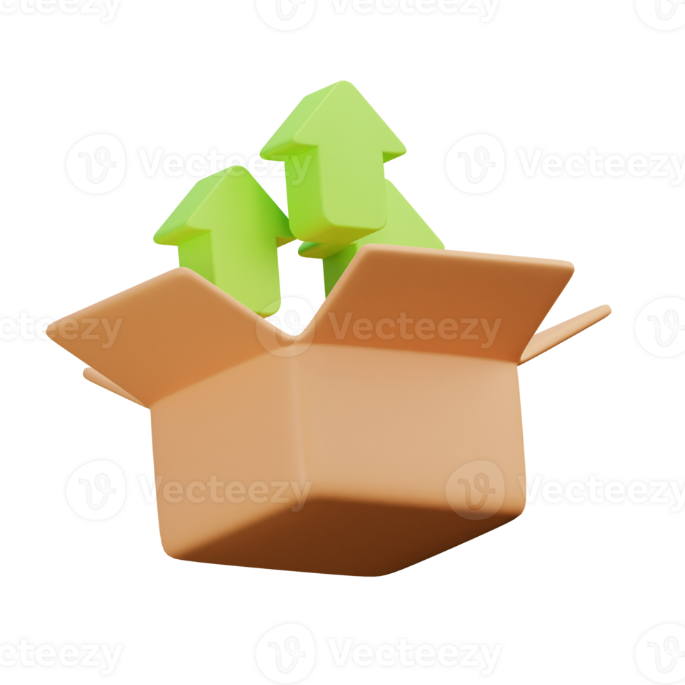 3D Box with Upward Arrows for Logistics png