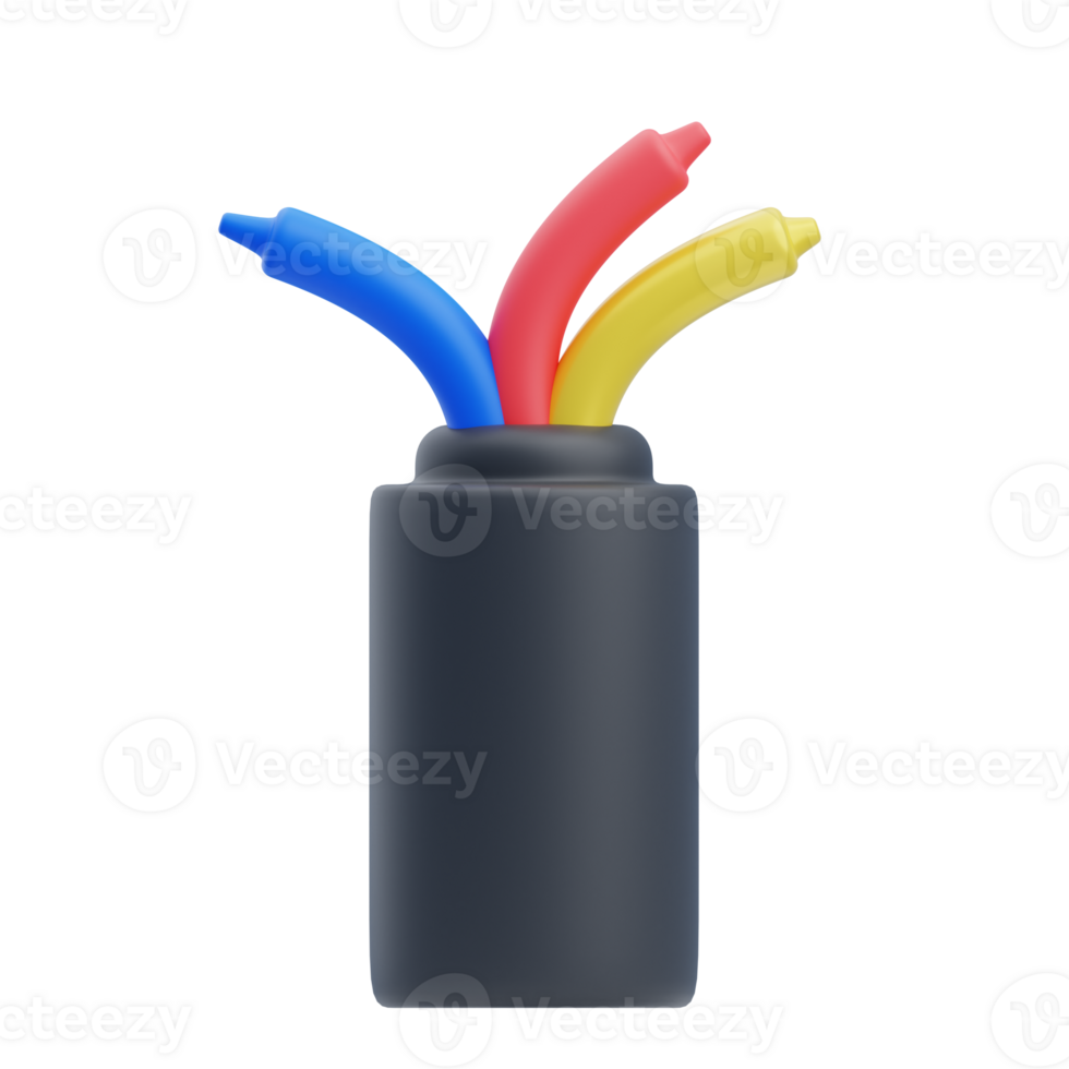 3D Electrical Cables Power Supply Illustration png