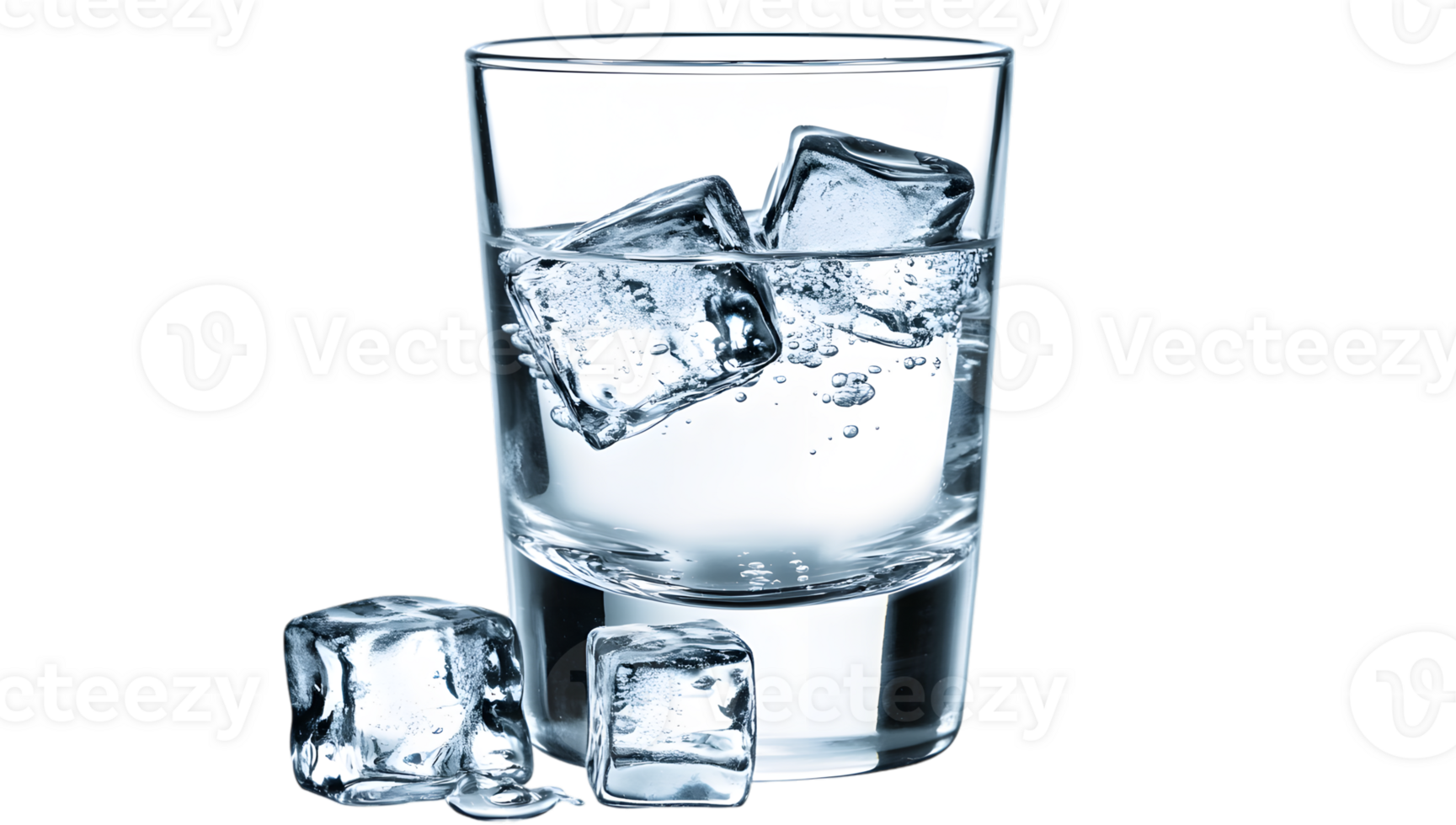 A glass of water with ice cubes png