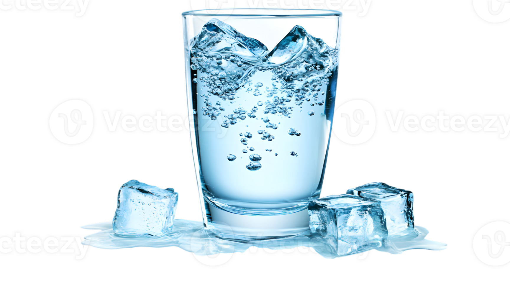 A glass of water with ice cubes png