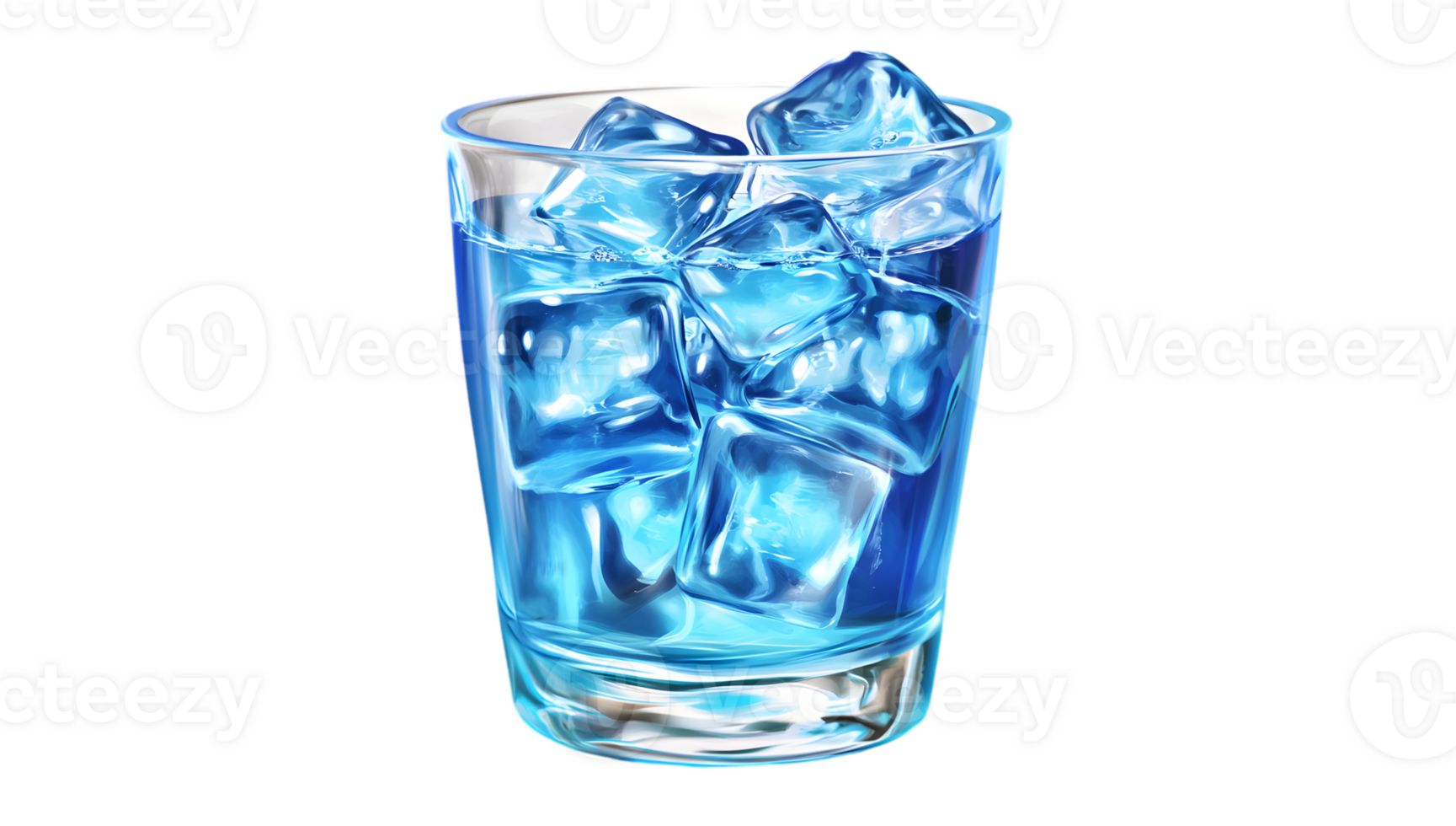 A glass of ice water with cubes in it png