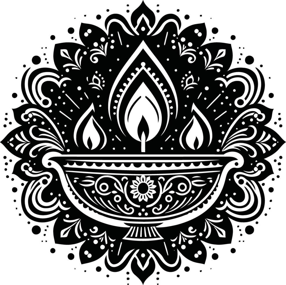 Diwali Diya silhouette design vector