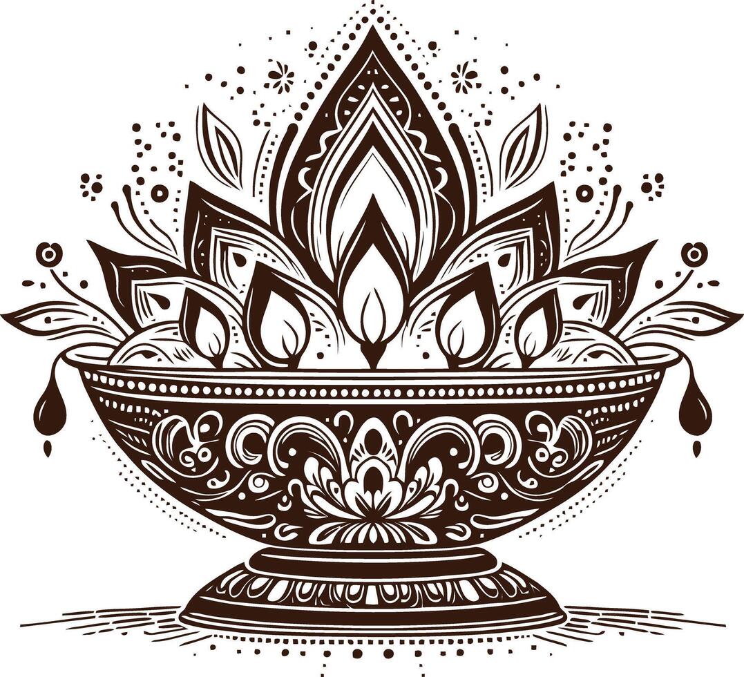 Diwali Diya simple lamp design vector