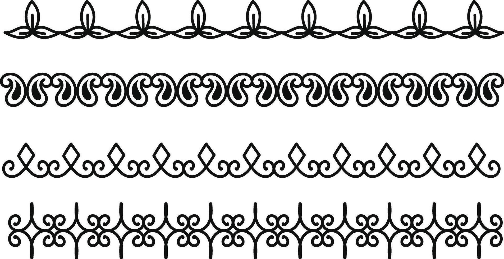Border sets of leaf boho style collection vector