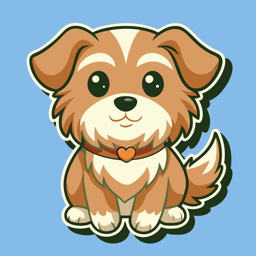 Dog sticker. Funny pet character. Happy adorable doggy cartoon. Cheerful cute animal baby vector