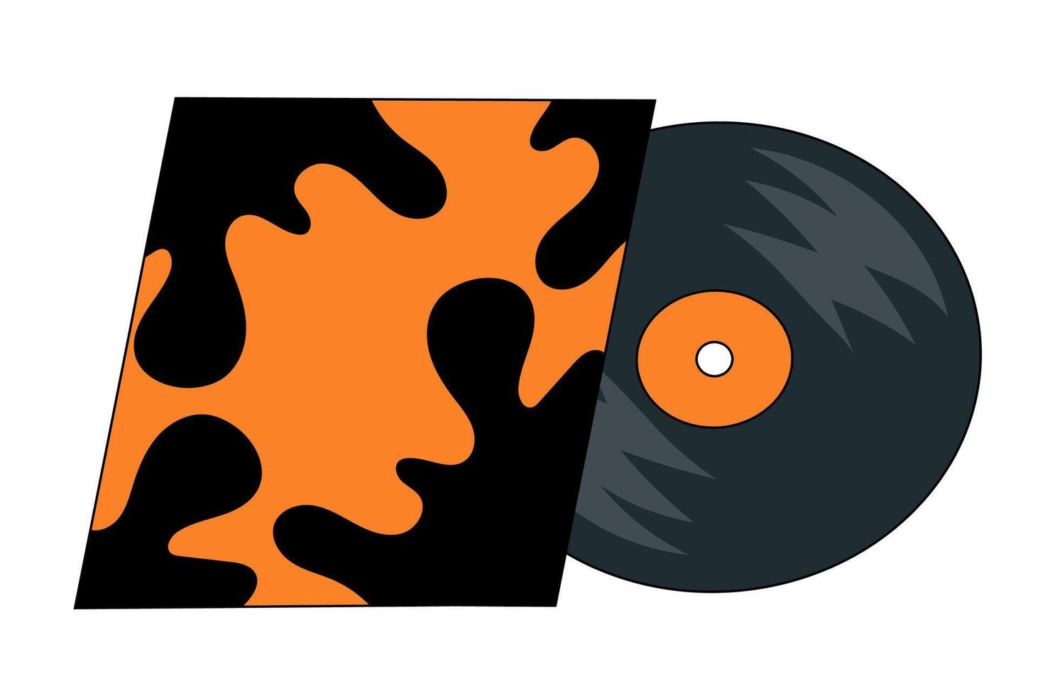 Vinyl record with spots design cover. LP or long play music disc. DJ equipment for disco party. 70s 80s 90s discotheque nostalgia concept. flat illustration. vector