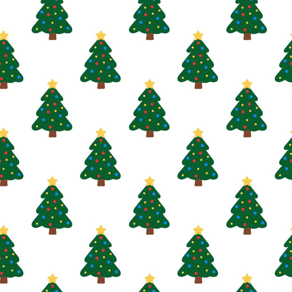 Seamless Pattern with Christmas Tree. Winter Print. Flat illustration. vector