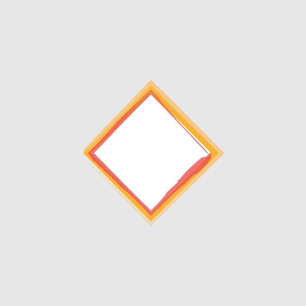a diamond-shaped design with a white center, surrounded by layered brushstrokes in warm colors, including shades of orange and red. vector