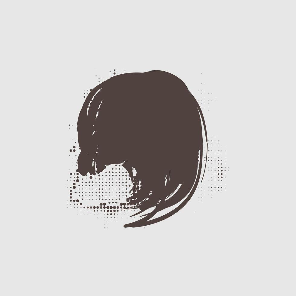 a stylized silhouette of a head with long hair, rendered in a dark brown color. vector