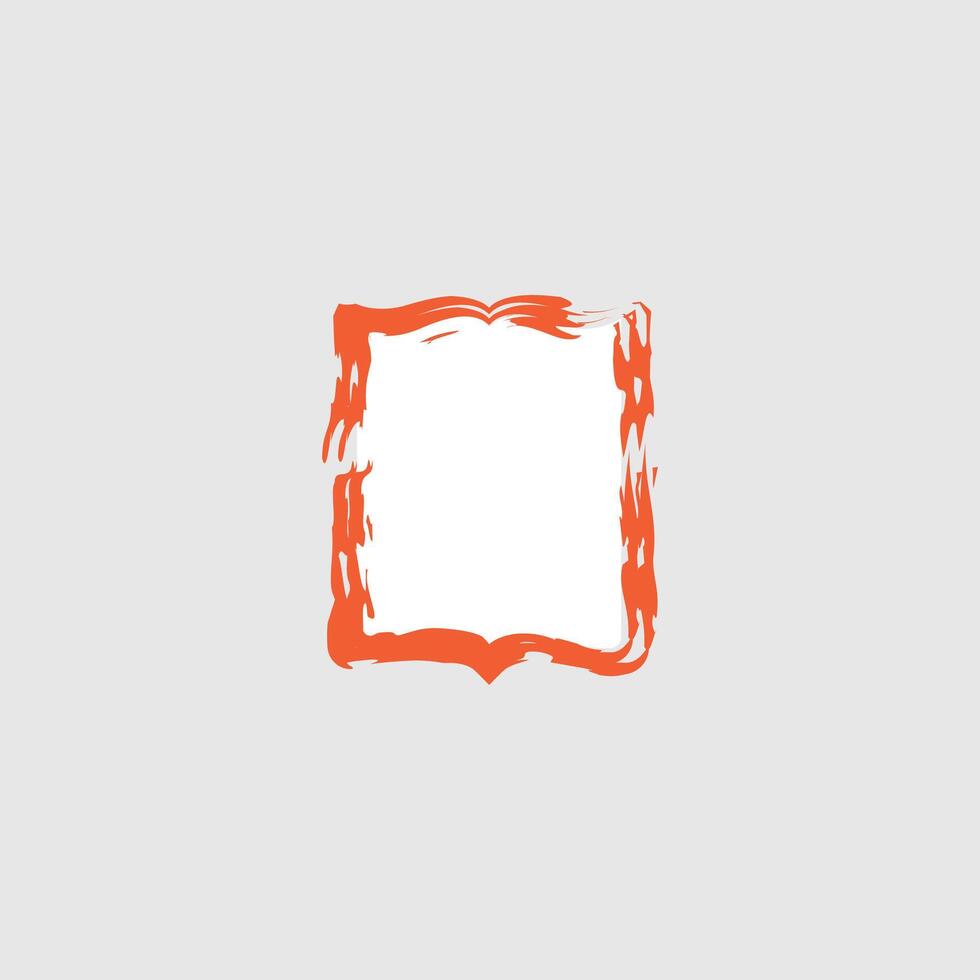 a stylized representation of an open book, outlined in a vibrant orange color. vector