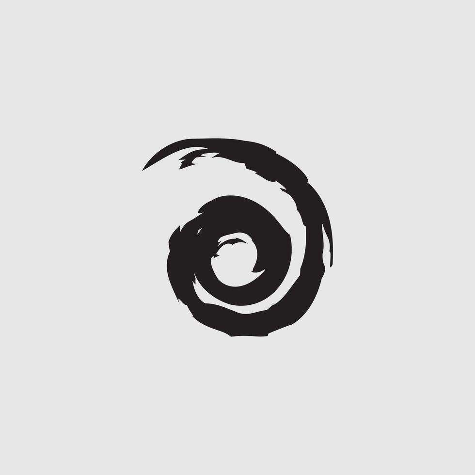 a bold, black spiral design set against a light gray background. vector