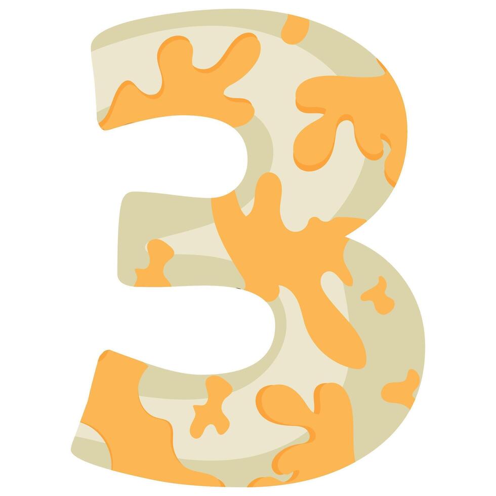 number 3 design for new year with animal design namely white python with yellow spots vector