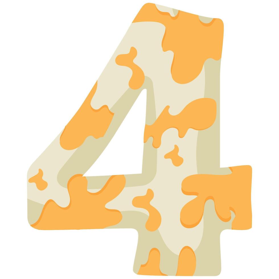 number 4 design for new year with animal design namely white python with yellow spots vector