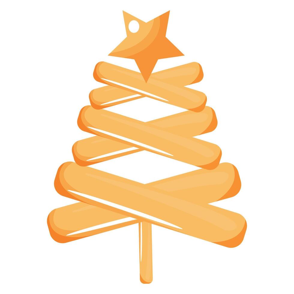 stylized christmas tree with french fries and star on top, for various holiday posters or designs vector