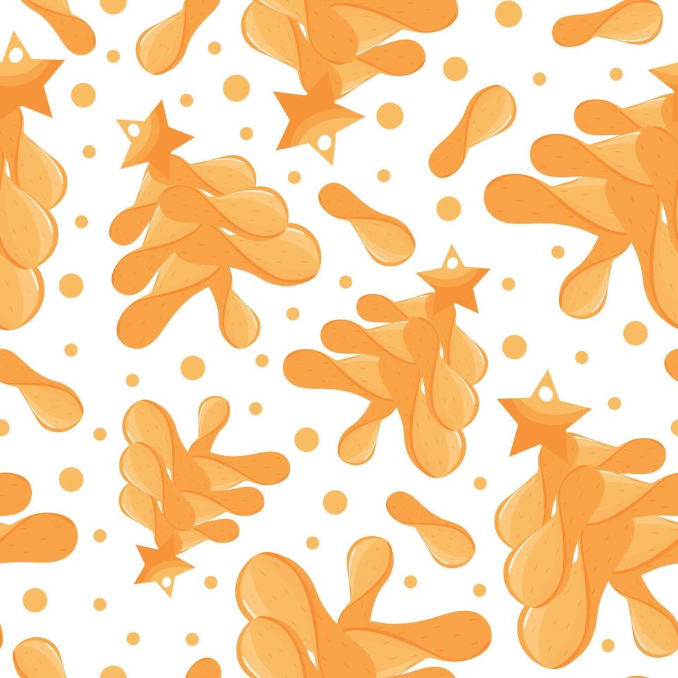 seamless christmas pattern with stylized christmas tree made of potato chips and star on top for different holiday posters or designs vector