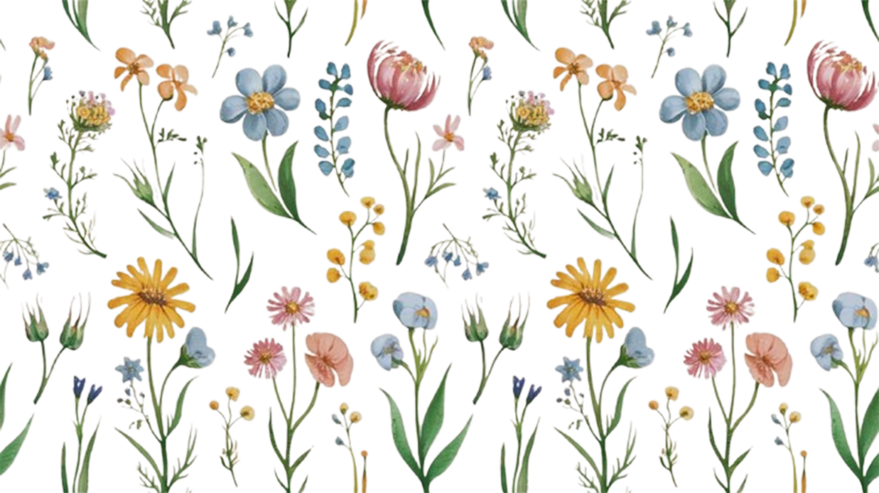 beautiful watercolor illustration of wildflowers in soft pastel colors, showcasing variety of floral designs that evoke sense of tranquility and natures charm png