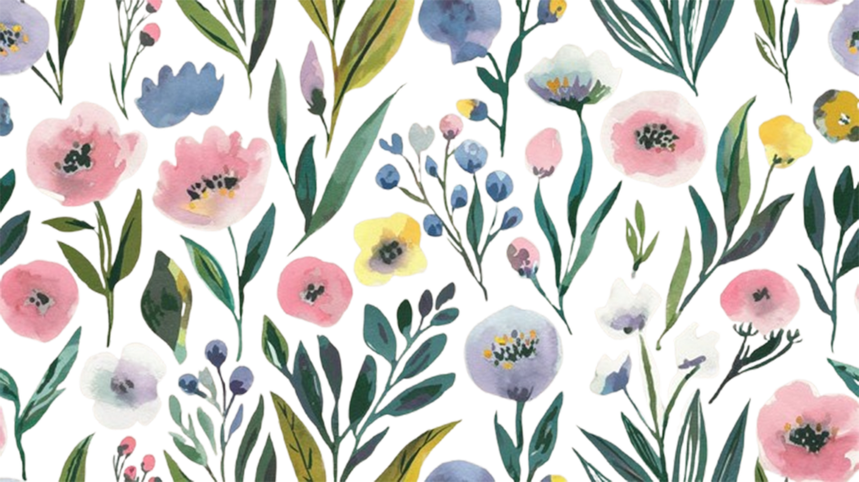 seamless watercolor pattern of wildflowers featuring various colors and shapes, creating vibrant and cheerful atmosphere. Perfect for fabric, wallpaper, or stationery designs png