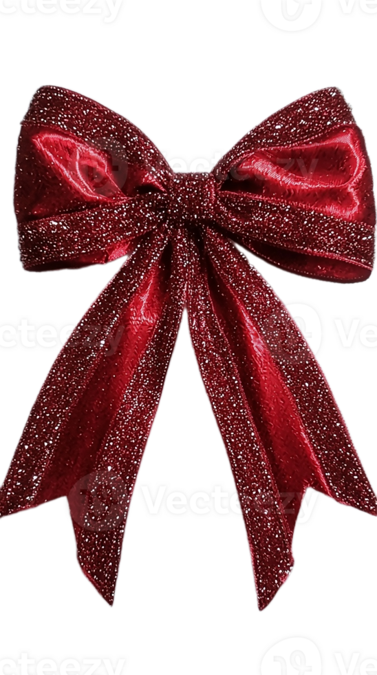Red bow isolated on transparent background. Close up. png