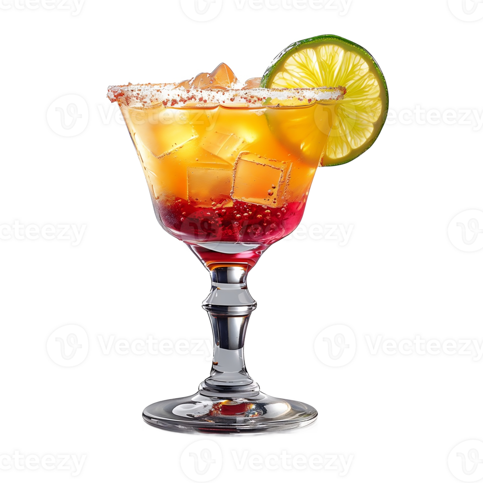 Cocktail with lime and ice isolated on transparent background png