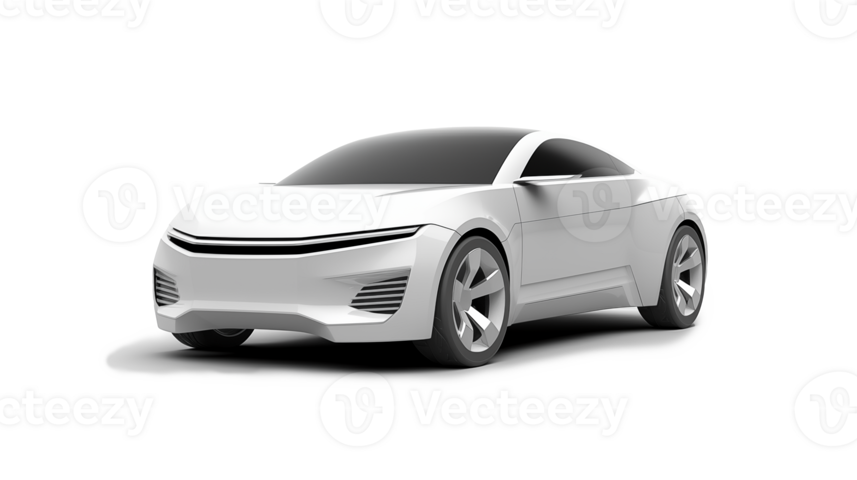 3d rendering of a brand-less generic concept car in studio environment isolated on transparent background. png