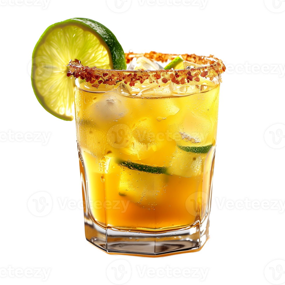 Cocktail with lime and ice in a glass isolated on transparent background png