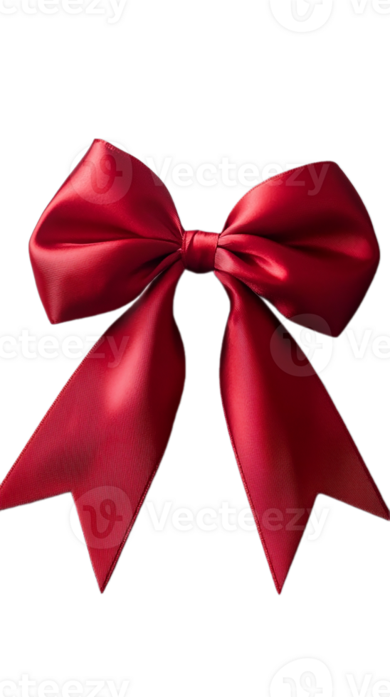 Red bow ribbon isolated on transparent background. png