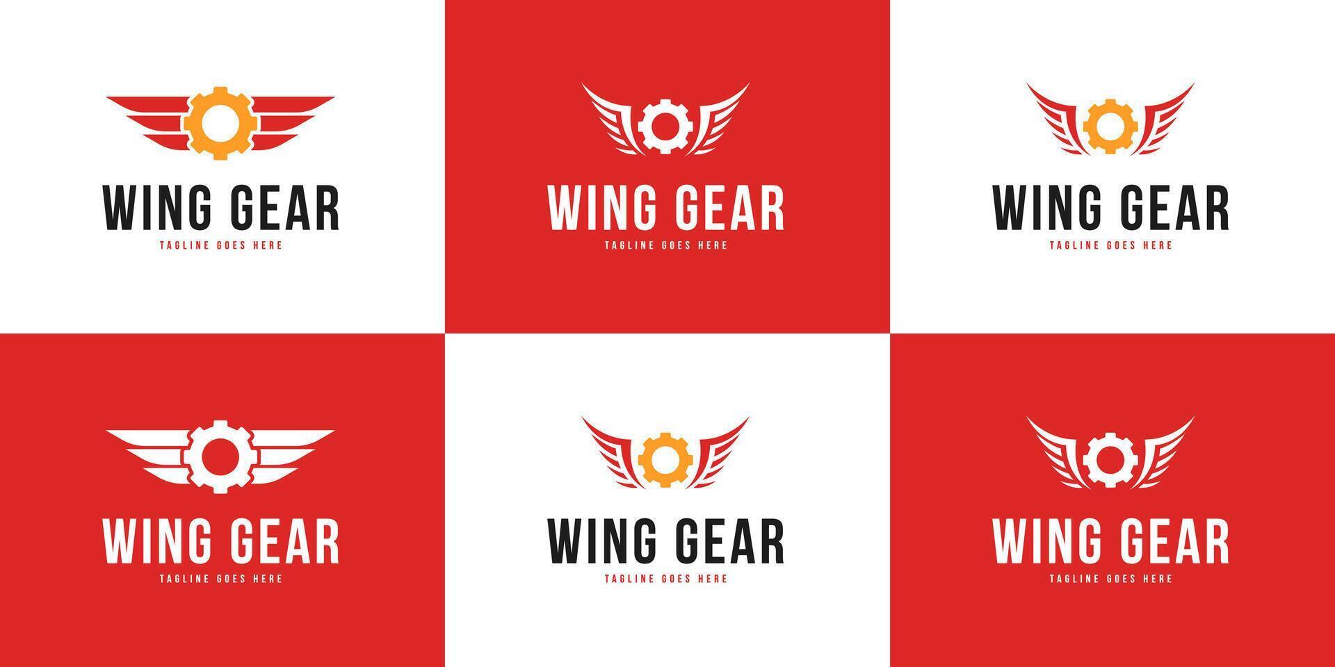 Set of wing with gear logo design collection template illustration vector
