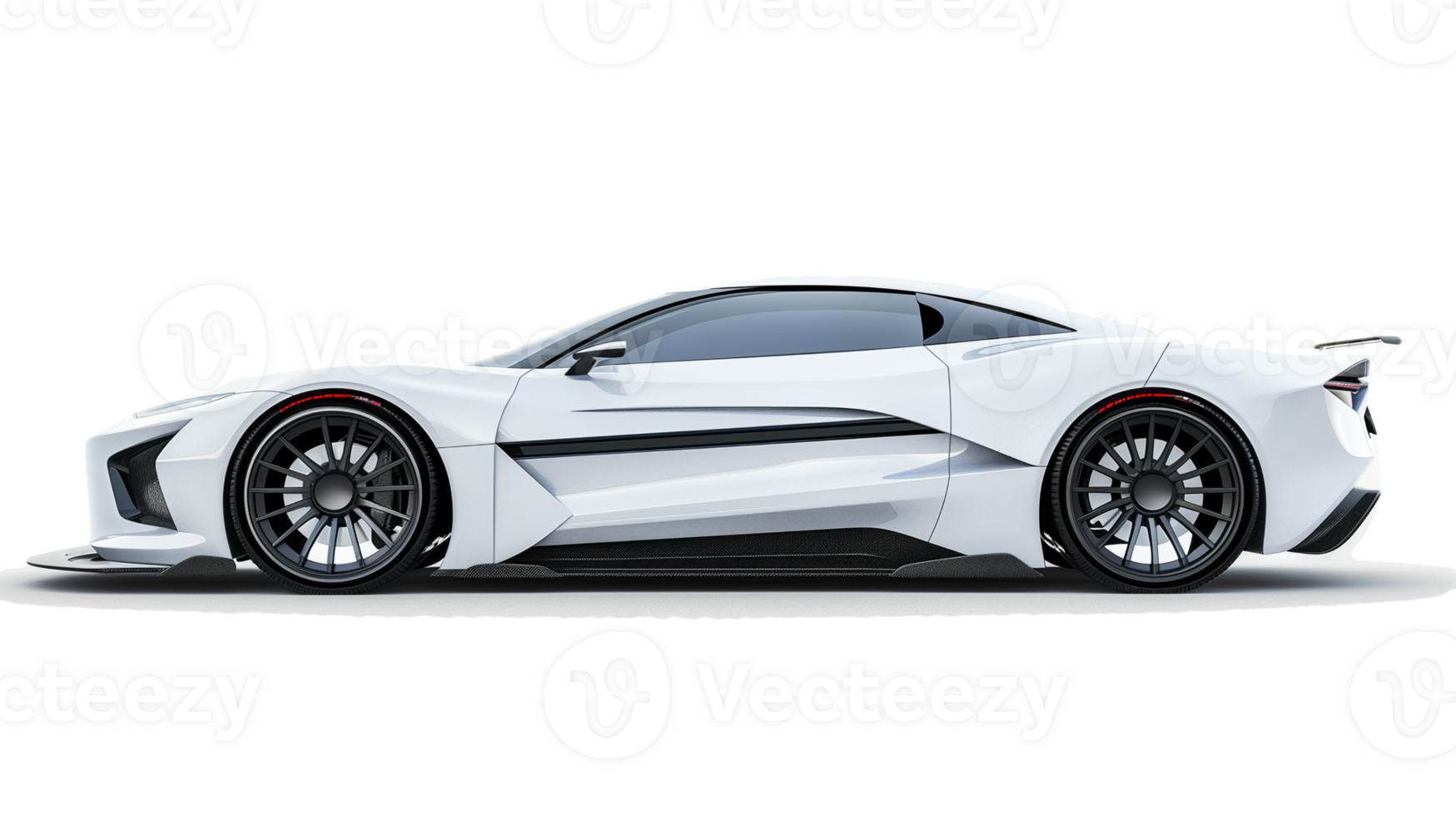 White concept sports car coupe isolated on transparent background. 3d rendering png