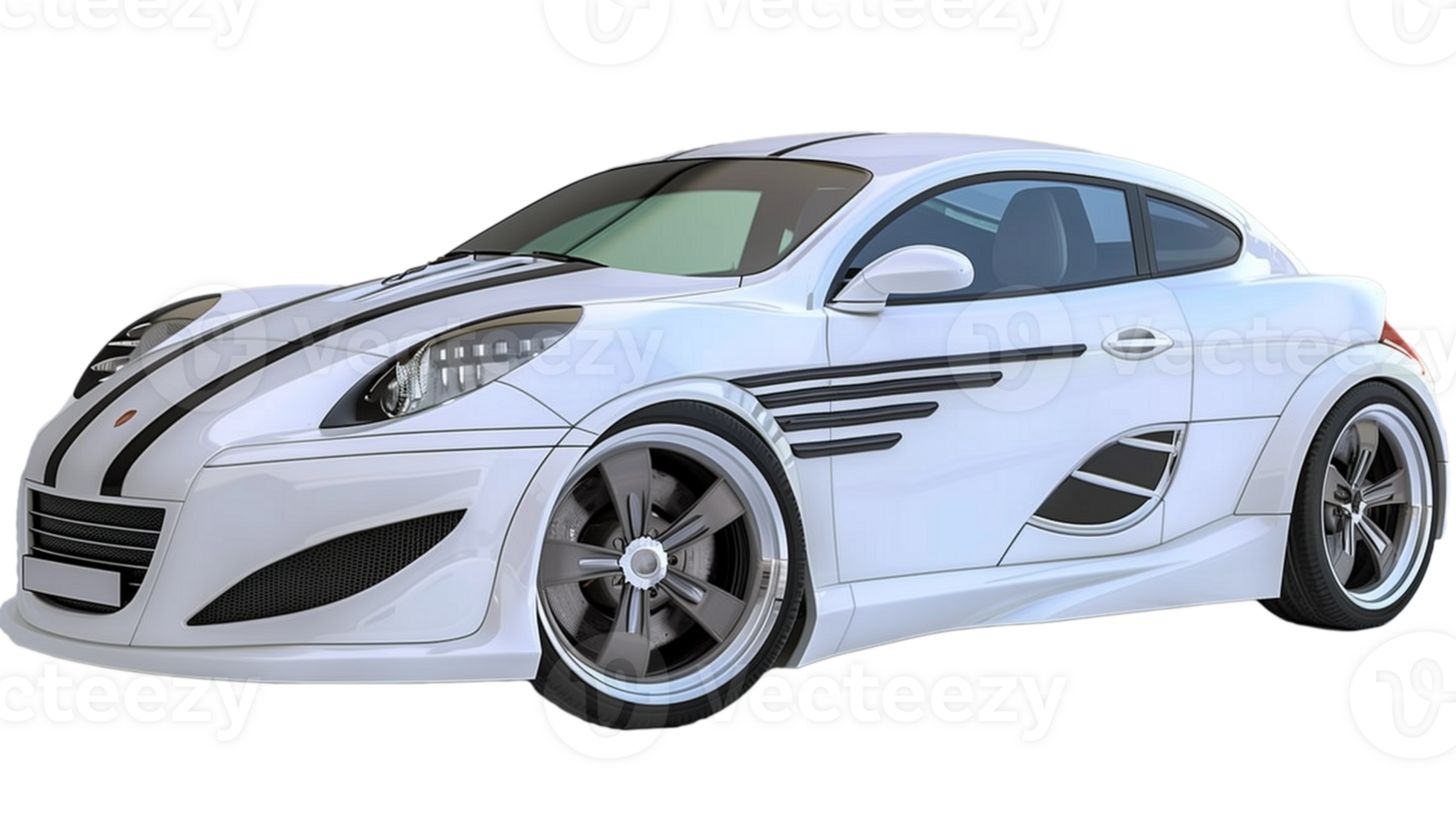 White sports car coupe isolated on transparent background. 3d rendering png