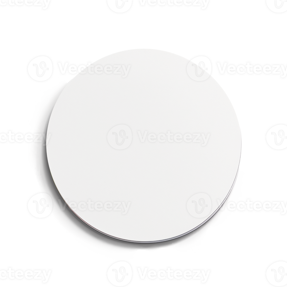 White round plate isolated on transparent background. 3d render illustration. png