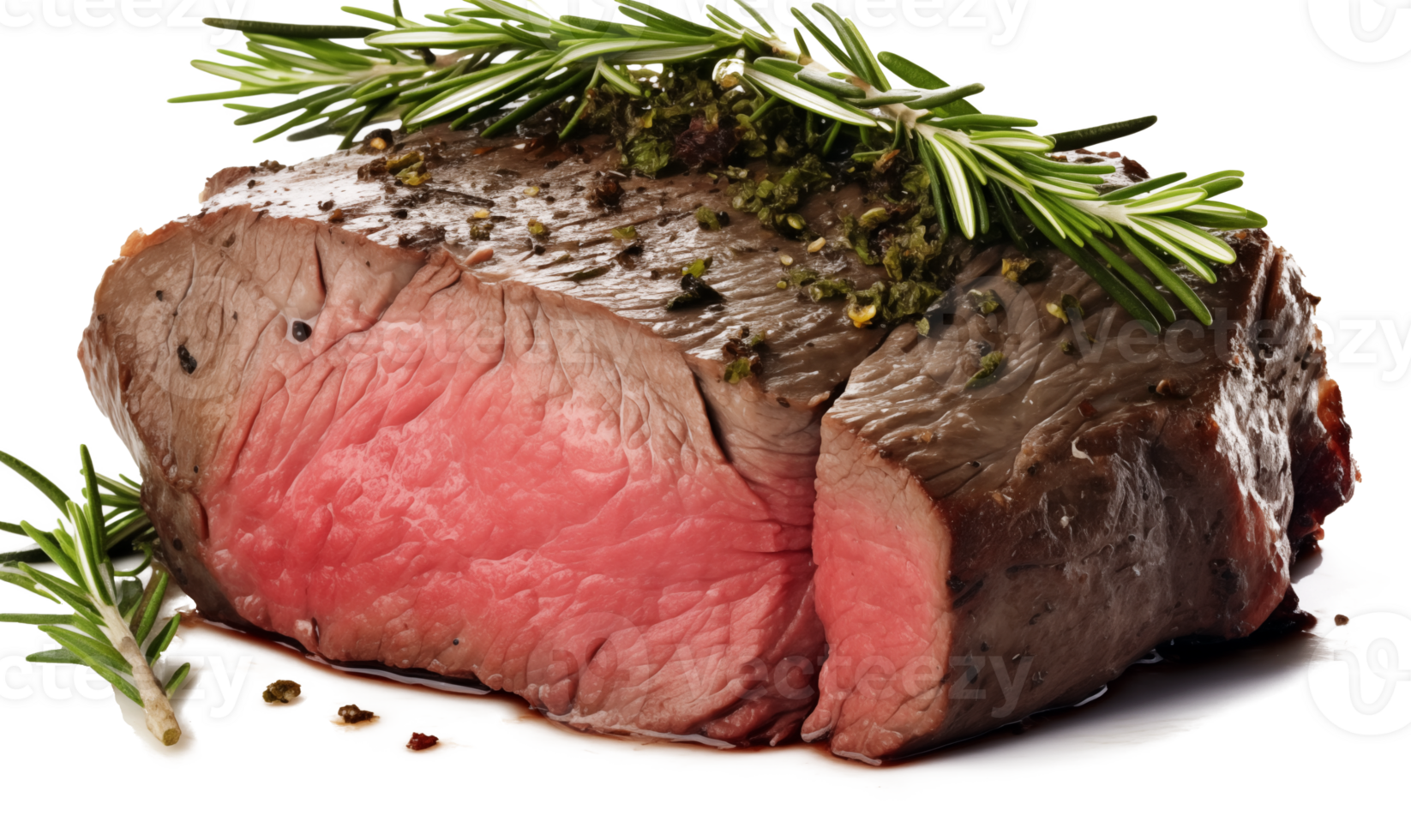 Roast beef with rosemary and spices isolated on transparent background. png