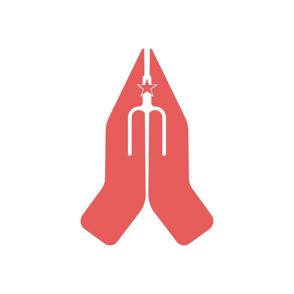 Illustration of an isolated icon on a white background, tongs. element design illustration of hands begging and closing each other in pink. religious theme vector