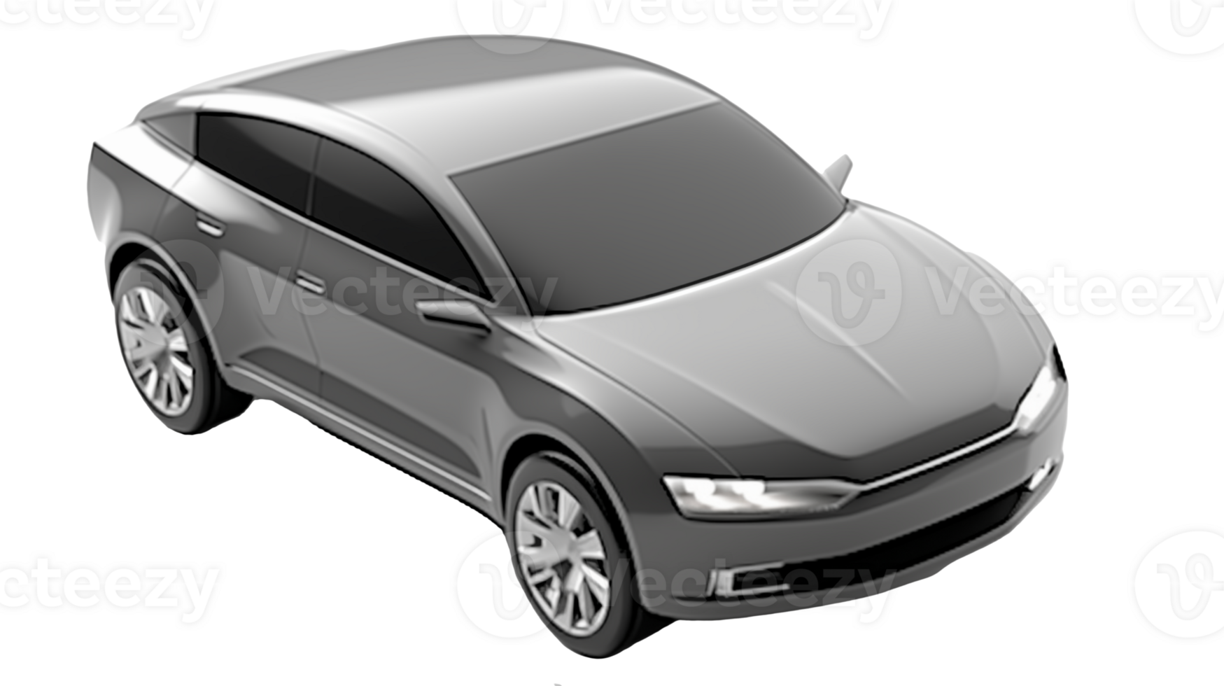 Compact city crossover black color isolated on transparent background. png