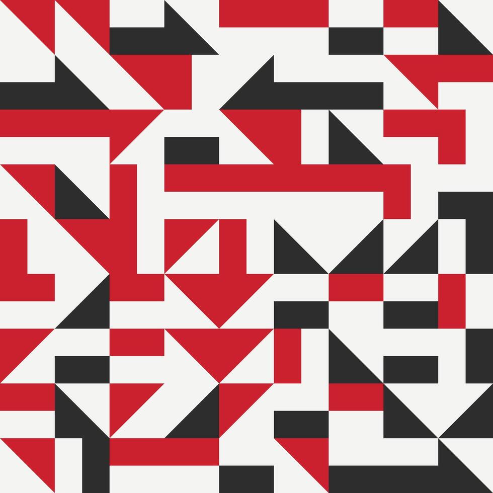 A red and black geometric pattern with black and white squares vector