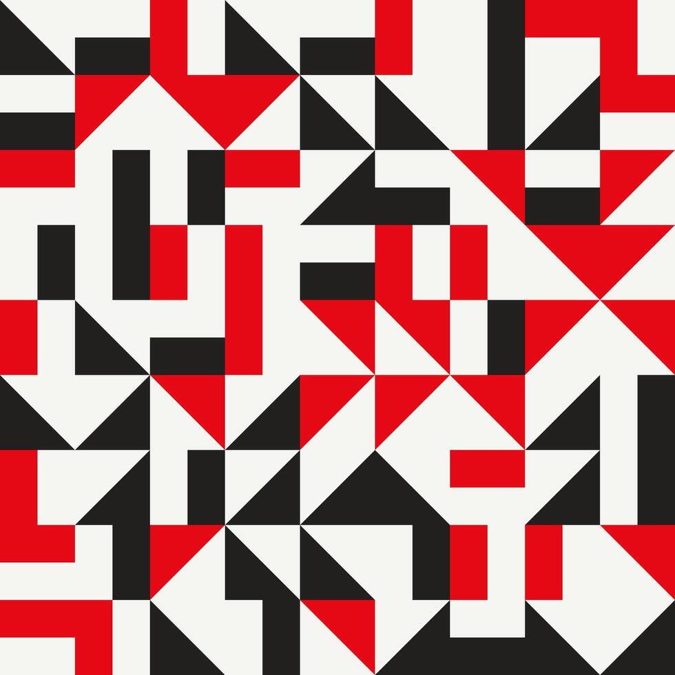 A red and black geometric pattern with squares and triangles vector