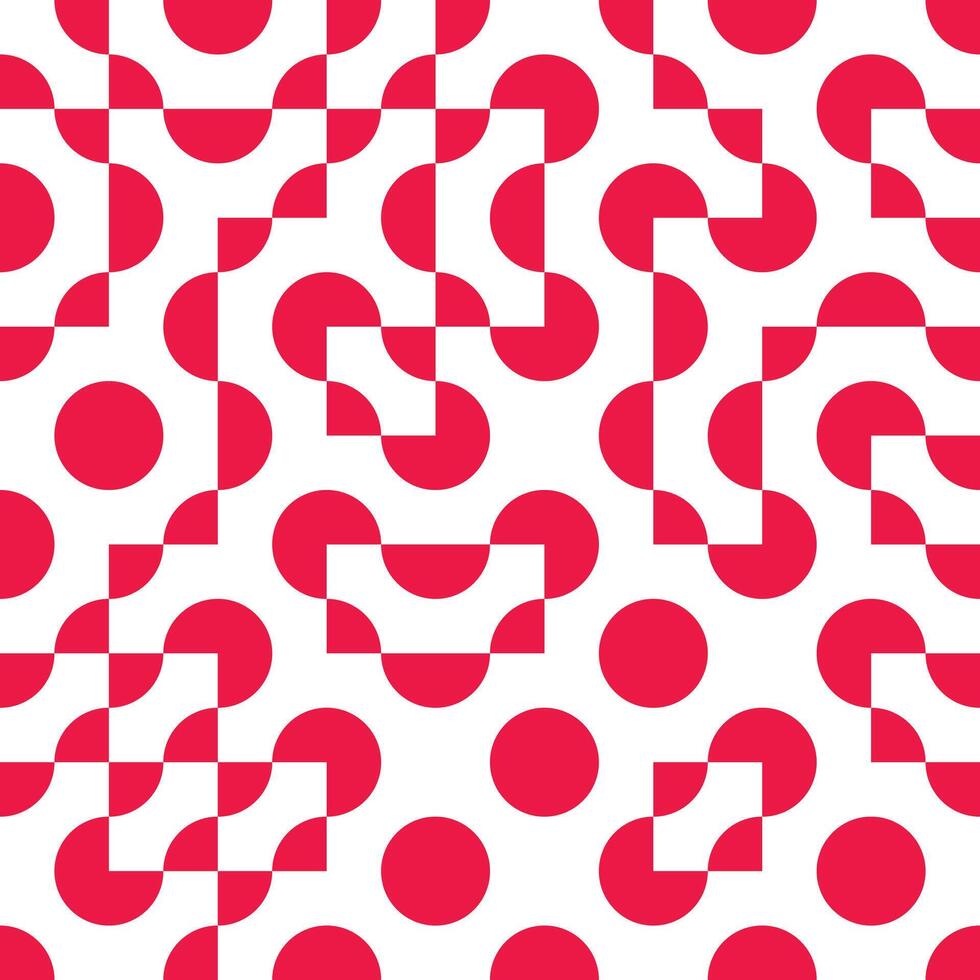 A red and white pattern with circles and lines vector