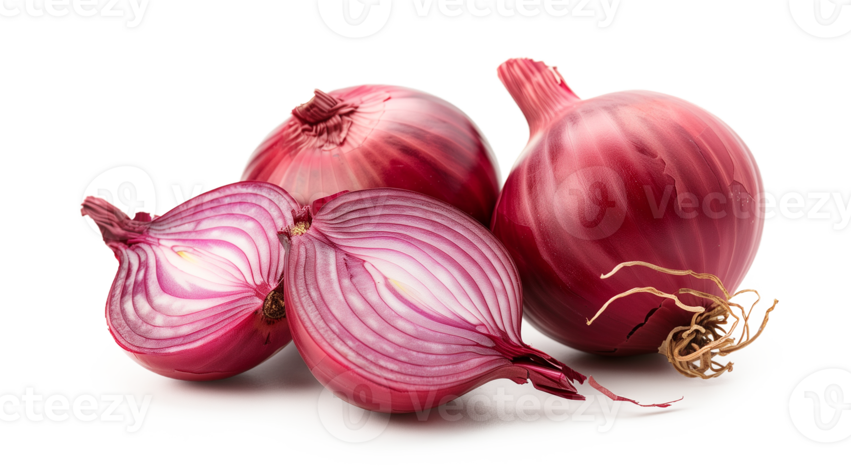 Red onion isolated on transparent background. Full depth of field. png