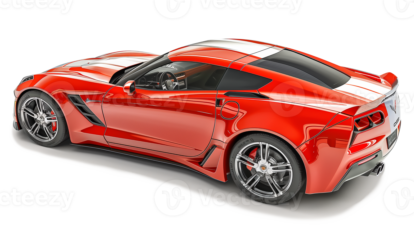 Modern red sports car isolated on transparent background. 3d rendering. png