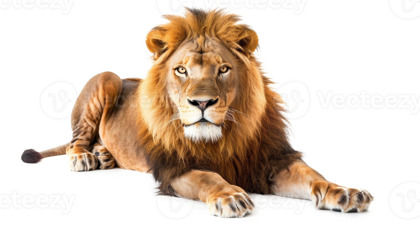 Lion lying down isolated on transparent background. png