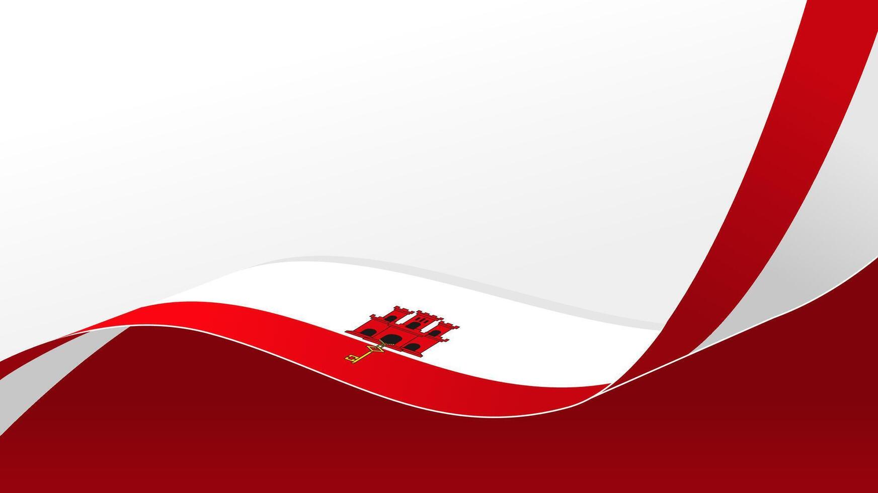 waving Gibraltar flag background with copy space for text. Gibraltar national day vector
