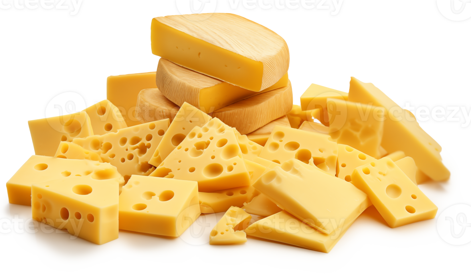 Cheese collection isolated on transparent background. Swiss cheese variety png