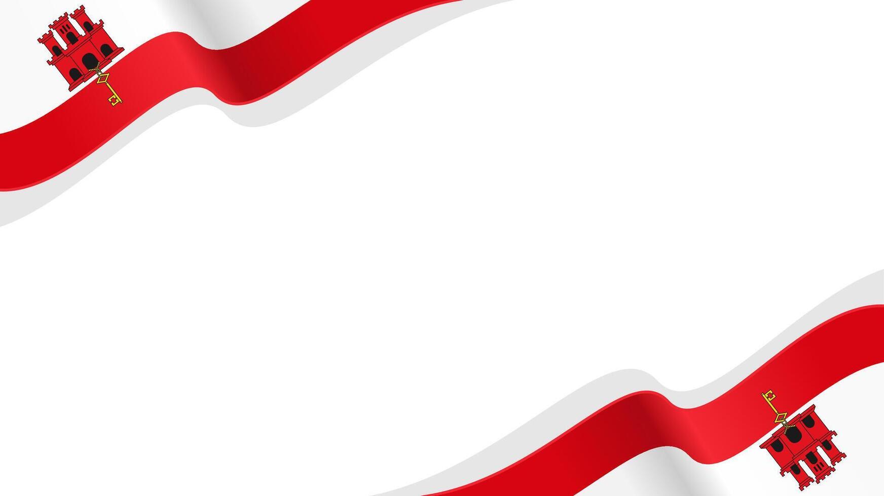 wavy Gibraltar flag background with copy space for text. Gibraltar national day vector