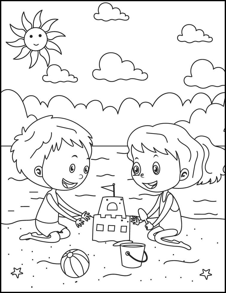 funny kids activities coloring page for kids vector